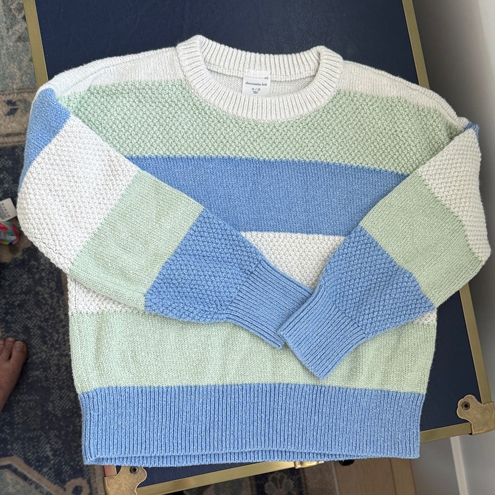 Abercrombie Kids Blue and Green Striped Sweater
